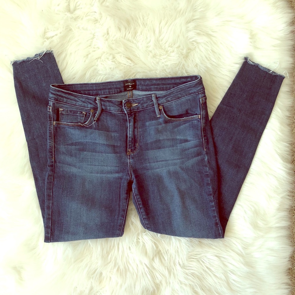 JustBlack high rise skinny jeans with frayed edges